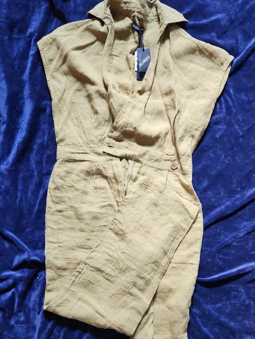 Blank NYC Mustard Yellow Linen Top